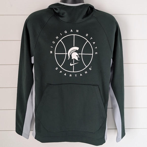 Nike Michigan State Spartans Dri-Fit Hoodie Men S Green Pullover Basketball - Picture 1 of 10